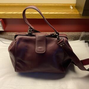 NARDELLI Italian Leather Doctor Satchel Crossbody Bag Wine